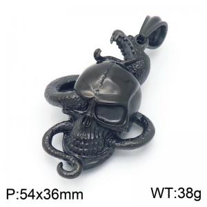Punk style hip-hop rock stainless steel snake and skull pendant - KP131005-KJX