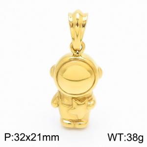 Adorable Gold-Plated Stainless Steel Baby Astronaut Pendant - KP203509-KJX