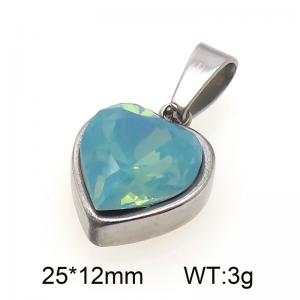 Stainless steel heart-shaped crystal stone pendant - KP28016-Z