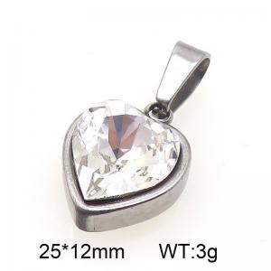 Stainless steel heart-shaped crystal stone pendant - KP28463-Z