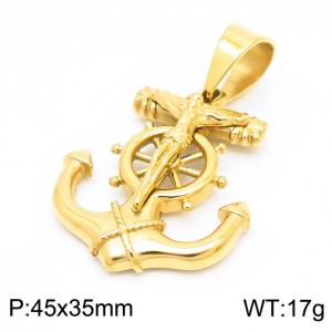 Jesus Cross Ship Anchor Punk Style Pendant Gold-plating Pendant - KP36847-D