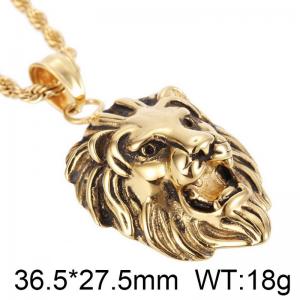 Personalized and domineering lion head pendant cast punk hip-hop lion head trendy men's Gold-plating Pendant - KP40875-D