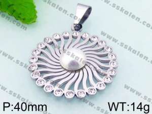 Stainless Steel Stone & Crystal Pendant - KP44260-K