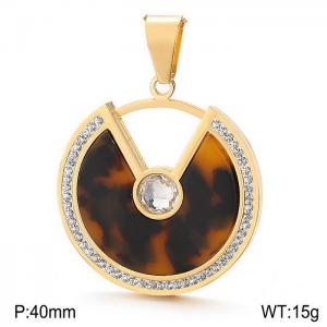 Stainless Steel Stone & Crystal Pendant - KP44269-K