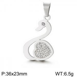 Stainless Steel Stone & Crystal Pendant - KP44365-K