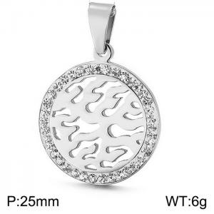 Stainless Steel Stone & Crystal Pendant - KP44556-K