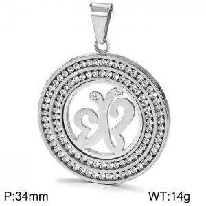 Stainless Steel Stone & Crystal Pendant - KP44572-K