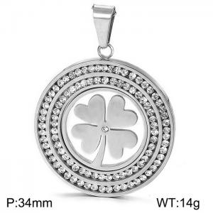 Stainless Steel Stone & Crystal Pendant - KP44592-K