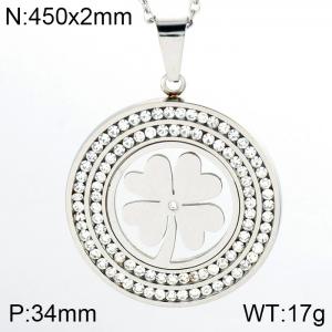 Stainless Steel Stone & Crystal Pendant - KP44593-K