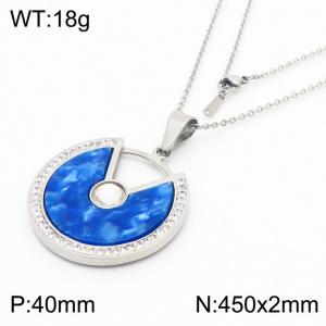 Stainless Steel Stone & Crystal Pendant - KP44609-K