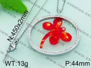 Stainless Steel Stone & Crystal Pendant - KP44852-K