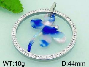 Stainless Steel Stone & Crystal Pendant - KP44853-K