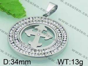 Stainless Steel Stone & Crystal Pendant - KP44924-K