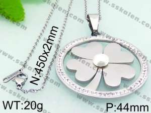 Stainless Steel Stone & Crystal Pendant - KP45158-K