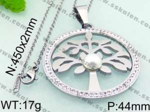 Stainless Steel Stone & Crystal Pendant - KP45160-K