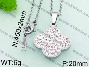 Stainless Steel Stone & Crystal Pendant - KP45211-K