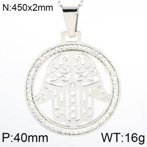 Stainless Steel Stone & Crystal Pendant - KP46071-K