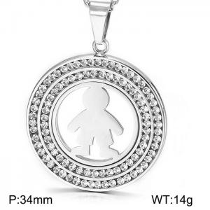 Stainless Steel Stone & Crystal Pendant - KP46072-K