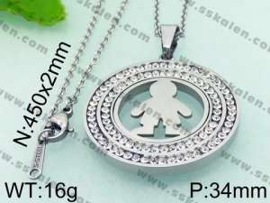 Stainless Steel Stone & Crystal Pendant - KP46073-K