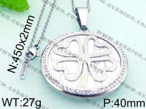 Stainless Steel Stone & Crystal Pendant - KP48132-K