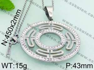 Stainless Steel Stone & Crystal Pendant - KP48804-K