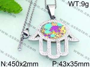 Stainless Steel Stone & Crystal Pendant - KP49192-K