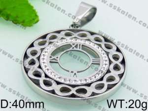 Stainless Steel Stone & Crystal Pendant - KP49740-K