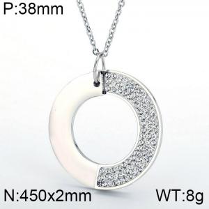 Stainless Steel Stone & Crystal Pendant - KP50346-K