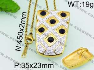 Stainless Steel Stone & Crystal Pendant - KP51821-K