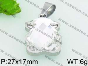 Stainless Steel Stone & Crystal Pendant - KP52052-K