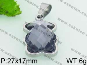 Stainless Steel Stone & Crystal Pendant - KP52053-K