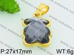 Stainless Steel Stone & Crystal Pendant - KP52058-K