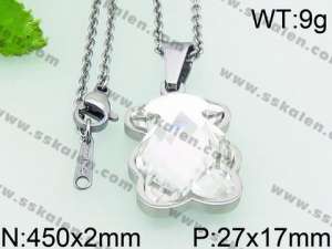 Stainless Steel Stone & Crystal Pendant - KP52062-K