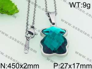 Stainless Steel Stone & Crystal Pendant - KP52066-K