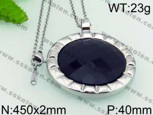 Stainless Steel Stone & Crystal Pendant - KP52162-K