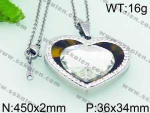 Stainless Steel Stone & Crystal Pendant - KP52365-K