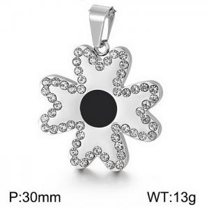 Stainless Steel Stone & Crystal Pendant - KP53886-K