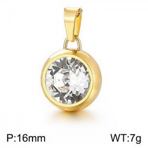 Stainless Steel Stone & Crystal Pendant - KP55298-K