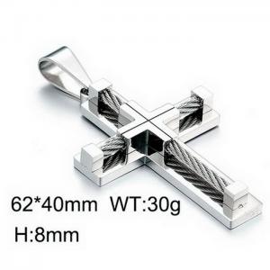 Men's hip-hop stainless steel personalized steel wire cross pendant - KP55887-K