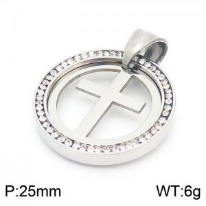 Stainless Steel Stone & Crystal Pendant - KP56386-K