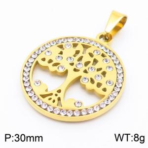 Stainless Steel Stone & Crystal Pendant - KP56477-K