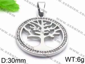 Stainless Steel Stone & Crystal Pendant - KP56487-K