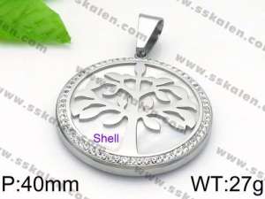 Stainless Steel Stone & Crystal Pendant - KP57690-K