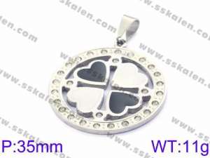 Stainless Steel Stone & Crystal Pendant - KP59661-K