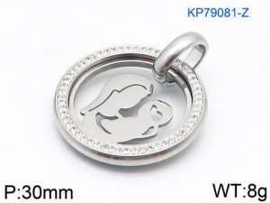 Stainless Steel Stone & Crystal Pendant - KP79081-Z