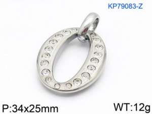 Stainless Steel Stone & Crystal Pendant - KP79083-Z