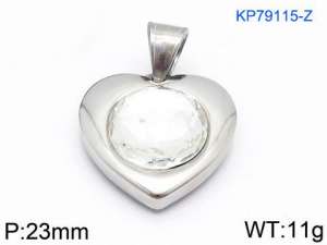 Stainless Steel Stone & Crystal Pendant - KP79115-Z