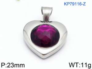 Stainless Steel Stone & Crystal Pendant - KP79116-Z