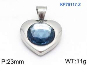 Stainless Steel Stone & Crystal Pendant - KP79117-Z