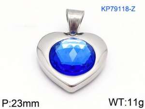 Stainless Steel Stone & Crystal Pendant - KP79118-Z